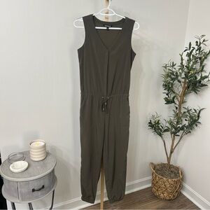 Express Olive Sleeveless Jumpsuit